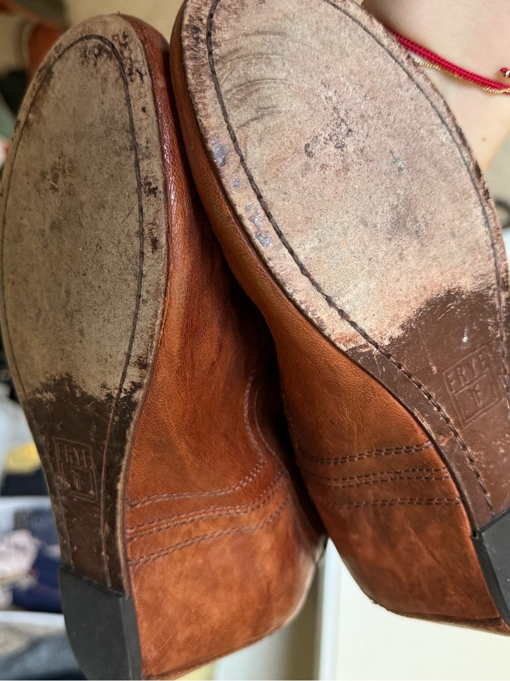 Women’s Frye leather booties with built in heel